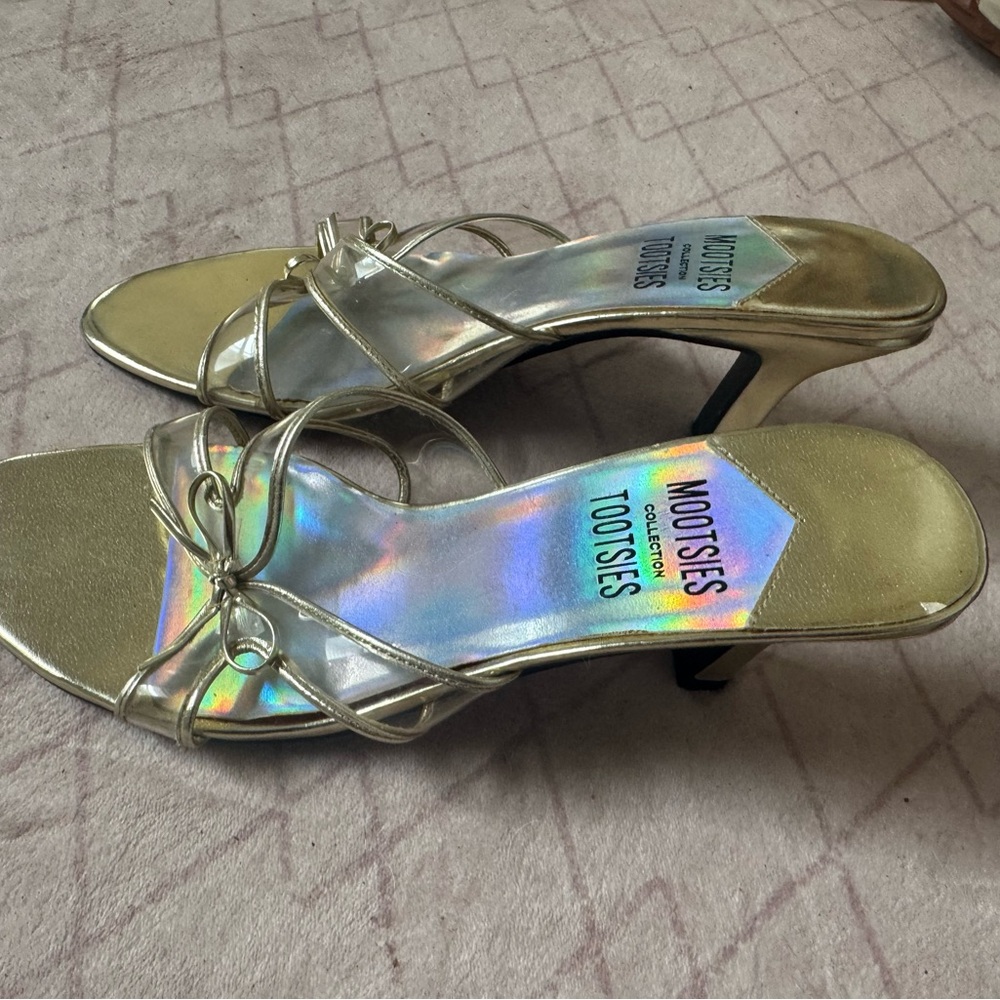 Mootsies Tootsies Gold Holographic Strappy Heeled Sandals